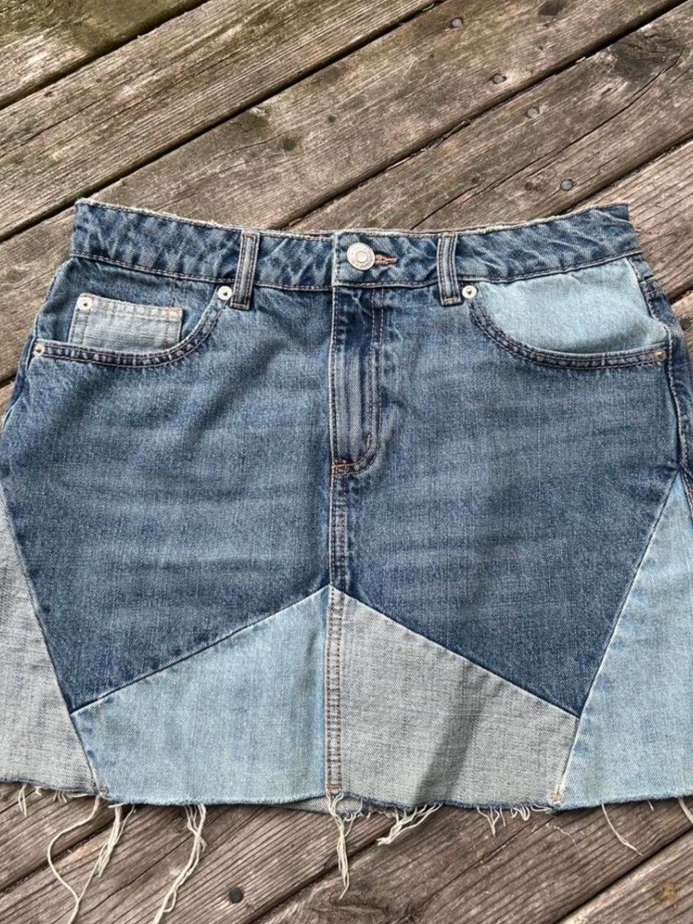 Patchwork Denim Mini Skirt